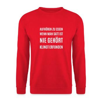 mit dem Essen aufhören - nie gehört - Unisex Pullover - Rot - Vorne - Alina (178cm) & Michal (187cm)