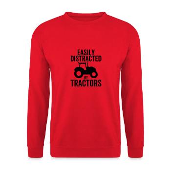 Leicht von Traktoren abgelenkt - Unisex Pullover - Rot - Vorne - Alina (178cm) & Michal (187cm)
