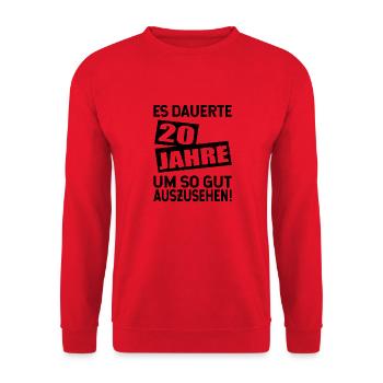 20. Geburtstag Geschenk 20 - Unisex Pullover - Rot - Vorne - Alina (178cm) & Michal (187cm)
