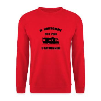 JE CONSOMME OÙ JE PEUX STATIONNER - Sweat-shirt Unisexe - rouge - Devant - Alina (178cm) & Michal (187cm)