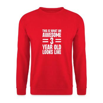 This is What an Awesome 3 Year Old Looks Like - Unisex Sweatshirt - red - Front - Alina (178cm) & Michal (187cm)