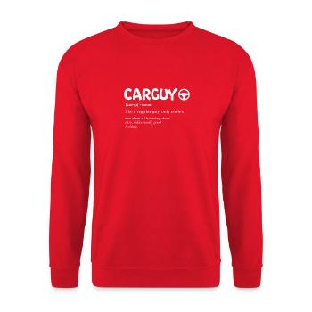 CAR GUY Cooles Tuning Shirt Car Lover - Unisex Pullover - Rot - Vorne - Alina (178cm) & Michal (187cm)