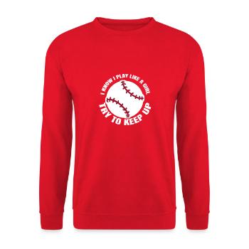 Baseball Baseball Lover Girl Baseball Game - Unisex Sweatshirt - red - Front - Alina (178cm) & Michal (187cm)