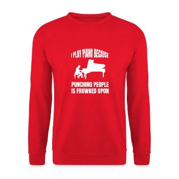 Klavier Spruch Musik Piano Instrument Pianist - Unisex Pullover - Rot - Vorne - Alina (178cm) & Michal (187cm)