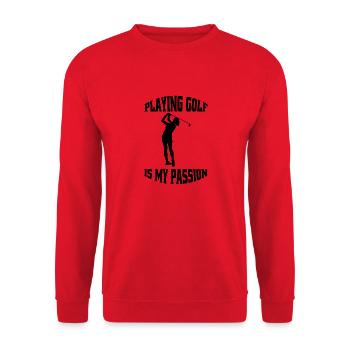 Golf Golfschläger Spruch Golfball Golfspielerin - Unisex Pullover - Rot - Vorne - Alina (178cm) & Michal (187cm)