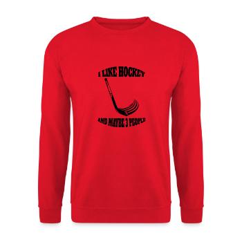 Eishockey Geschenk Wintersport Eishockeyteam - Unisex Pullover - Rot - Vorne - Alina (178cm) & Michal (187cm)