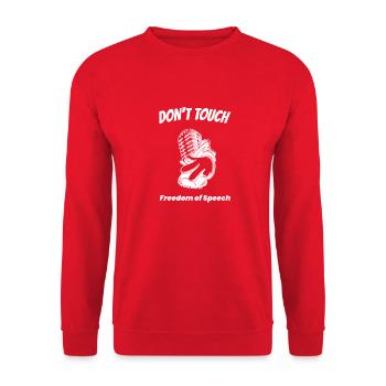 Don't Touch - Redefreiheit. - Unisex Pullover - Rot - Vorne - Alina (178cm) & Michal (187cm)