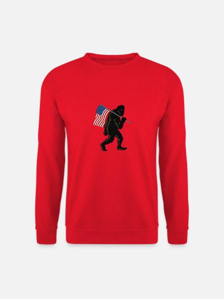 Bigfoot and American Flag - Unisex Sweatshirt - red