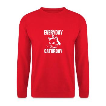 Jeden Tag ist der Samstag - Unisex Pullover - Rot - Vorne - Alina (178cm) & Michal (187cm)