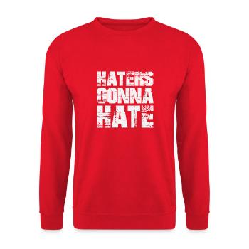 Haters Gonna Hate - Unisex Pullover - Rot - Vorne - Alina (178cm) & Michal (187cm)