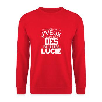 Cadeau femme J'veux des pailletes Lucie - Sweat-shirt Unisexe - rouge - Devant - Alina (178cm) & Michal (187cm)