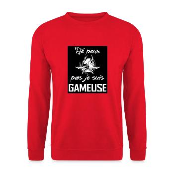 Tshirt femme Je peux pas je suis Gameuse - Sweat-shirt Unisexe - rouge - Devant - Alina (178cm) & Michal (187cm)