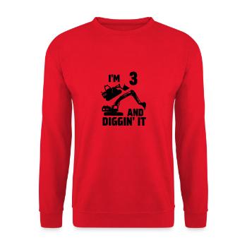 J’ai 3 ans et Diggin' It - Sweat-shirt Unisexe - rouge - Devant - Alina (178cm) & Michal (187cm)