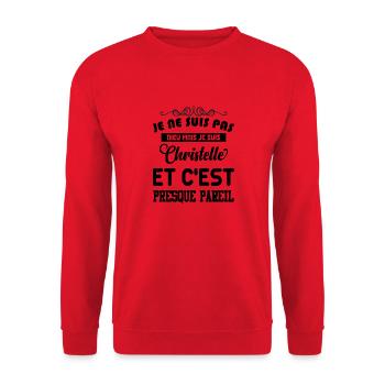 Tshirt femme Je suis pas dieu mais Christelle - Sweat-shirt Unisexe - rouge - Devant - Alina (178cm) & Michal (187cm)