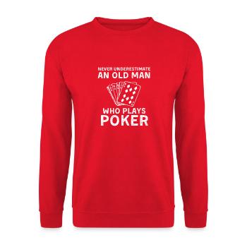 Ne sous-estimez jamais un vieil homme qui joue au poker - Sweat-shirt Unisexe - rouge - Devant - Alina (178cm) & Michal (187cm)