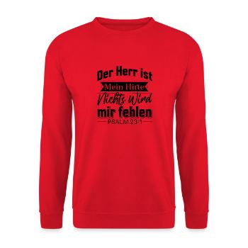 Psalm 23 [Die Bibel]: Der Herr ist mein Hirte - Unisex Pullover - Rot - Vorne - Alina (178cm) & Michal (187cm)