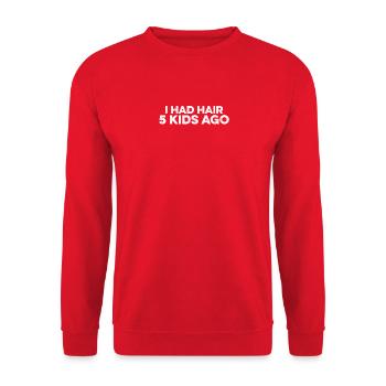 I Had Hair 5 Kids Ago Humor Bald Guy Bald Head - Unisex Sweatshirt - red - Front - Alina (178cm) & Michal (187cm)