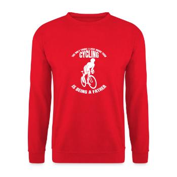 Radeln Vater Fahrradtour Fahrrad Papa Radfahren - Unisex Pullover - Rot - Vorne - Alina (178cm) & Michal (187cm)