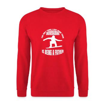 Snowboard Vater Wintersport Snowboardfahrer Papa - Unisex Pullover - Rot - Vorne - Alina (178cm) & Michal (187cm)