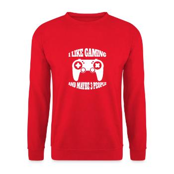 Gambling Gift Gamer Funny Gaming Gambler Saying - Unisex Sweatshirt - red - Front - Alina (178cm) & Michal (187cm)