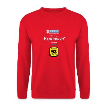 This is My Expensive Costume - Funny Expensive Gas - Unisex Sweatshirt - red - Front - Alina (178cm) & Michal (187cm)