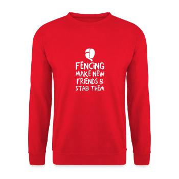 Fencing Make New Friends and Stab Them Fencing - Unisex Sweatshirt - red - Front - Alina (178cm) & Michal (187cm)