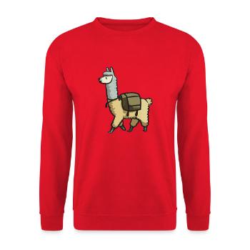 Alpaca Lama Hiking Gift Idea - Unisex Sweatshirt - red - Front - Alina (178cm) & Michal (187cm)