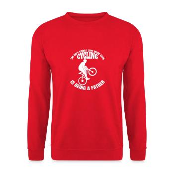 Fahrrad Vater Radfahren Fahrradtour Papa Radeln - Unisex Pullover - Rot - Vorne - Alina (178cm) & Michal (187cm)
