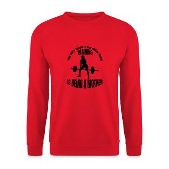 Fitness Mama Training Bodybuilderin Mutter Muskel - Unisex Pullover - Rot - Vorne - Alina (178cm) & Michal (187cm)