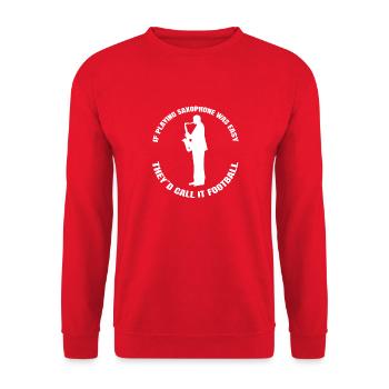 Saxophone Saxophone Music Saxophonist Instrument - Unisex Sweatshirt - red - Front - Alina (178cm) & Michal (187cm)