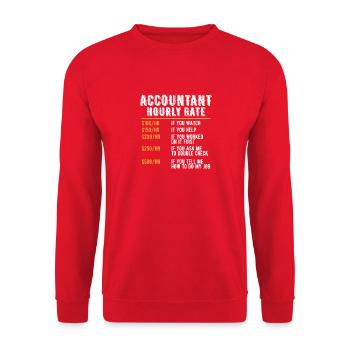 Humor Buchhalter Stundensatz Buchhaltung CPA Lustig - Unisex Pullover - Rot - Vorne - Alina (178cm) & Michal (187cm)