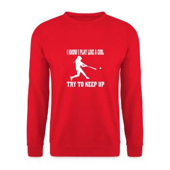 Amateur de baseball baseball femme jeu de baseball - Sweat-shirt Unisexe - rouge - Devant - Alina (178cm) & Michal (187cm)