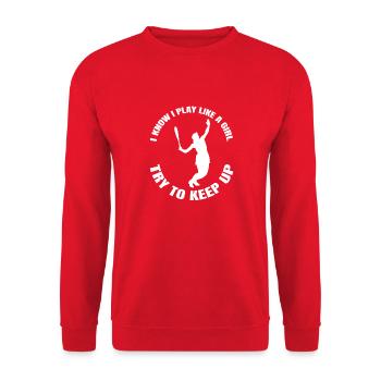 Tennis Girls Tennis Player Tennis Club Woman - Unisex Sweatshirt - red - Front - Alina (178cm) & Michal (187cm)