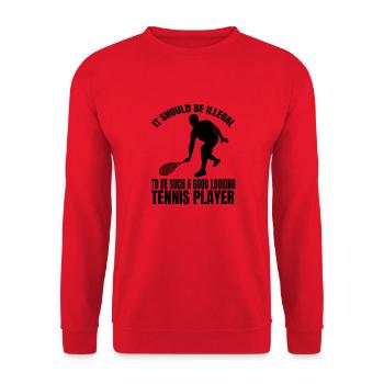 Tennisverein Tennisspieler Tennis Tennisschläger - Unisex Pullover - Rot - Vorne - Alina (178cm) & Michal (187cm)