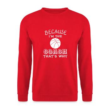 Basketball, weil ich der Trainer bin - Unisex Pullover - Rot - Vorne - Alina (178cm) & Michal (187cm)