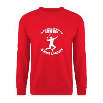 Badmintonspielerin Federball Mädchen Badminton - Unisex Pullover - Rot - Vorne - Alina (178cm) & Michal (187cm)