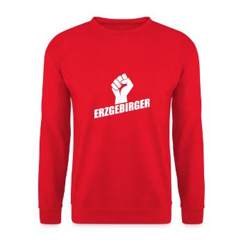 Erzgebirger Faust Logo - Unisex Pullover - Rot - Vorne - Alina (178cm) & Michal (187cm)