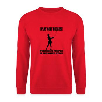 Golf Golfschläger Golfspielerin Spruch Golfball - Unisex Pullover - Rot - Vorne - Alina (178cm) & Michal (187cm)