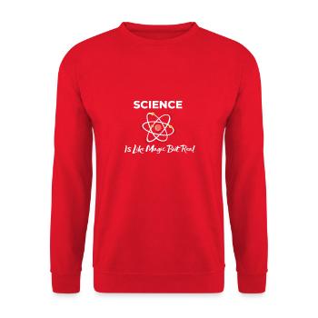 Science Is Like Magic But Real Funny - Unisex Sweatshirt - red - Front - Alina (178cm) & Michal (187cm)