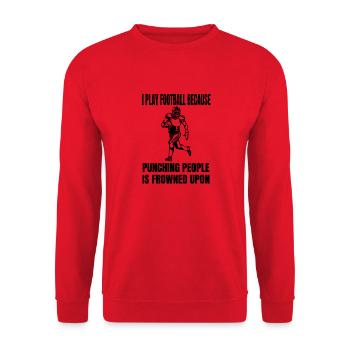 Footballfan American Football Footballtrainer - Unisex Pullover - Rot - Vorne - Alina (178cm) & Michal (187cm)
