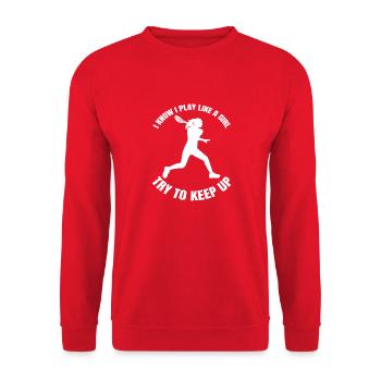 Tennis Girls Tennis Club Woman Tennis Player - Unisex Sweatshirt - red - Front - Alina (178cm) & Michal (187cm)