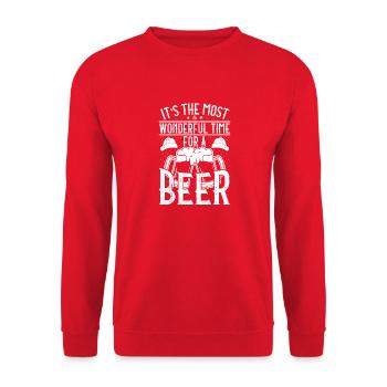 Christmas Beer Beer Time Merry Christmas - Unisex Sweatshirt - red - Front - Alina (178cm) & Michal (187cm)