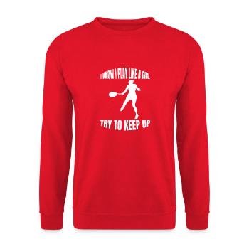 Tennis Girls Tennis Club Woman Tennis Player - Unisex Sweatshirt - red - Front - Alina (178cm) & Michal (187cm)