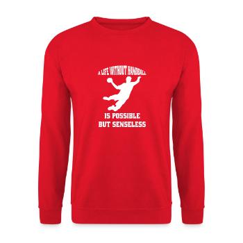 Handballspieler Handballverein Handballer Handball - Unisex Pullover - Rot - Vorne - Alina (178cm) & Michal (187cm)