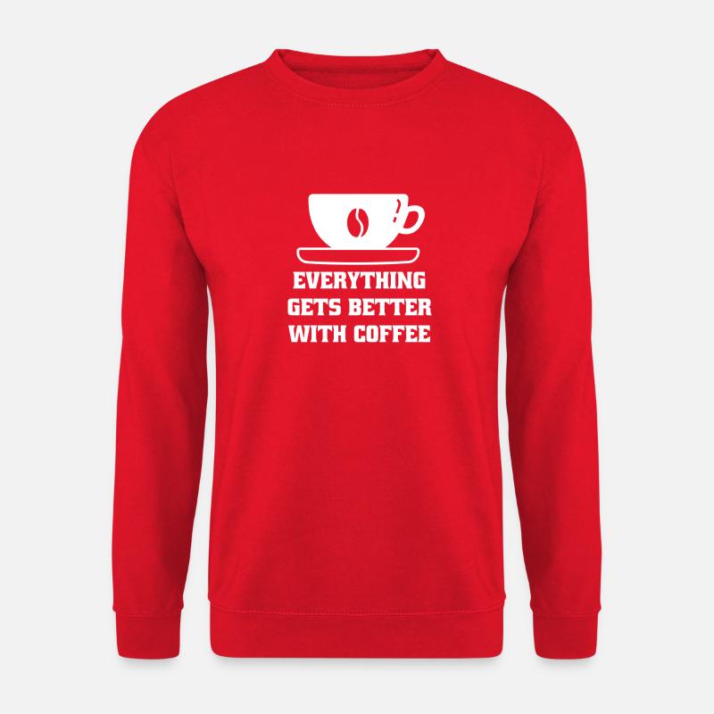 Kaffee Kaffeebohne Coffee Tasse Geschenk Koffein - Unisex Pullover - Rot