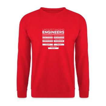 Comprendre les ingénieurs - Drôle d’ingénieur sarcastique - Sweat-shirt Unisexe - rouge - Devant - Alina (178cm) & Michal (187cm)