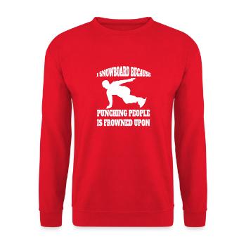 Snowboard Wintersport Snowboardfahrer Spruch - Unisex Pullover - Rot - Vorne - Alina (178cm) & Michal (187cm)
