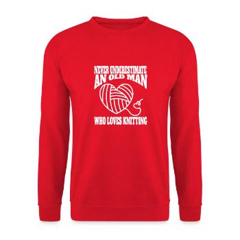 Knitting Gift Crochet Seamstress Men Sewing - Unisex Sweatshirt - red - Front - Alina (178cm) & Michal (187cm)