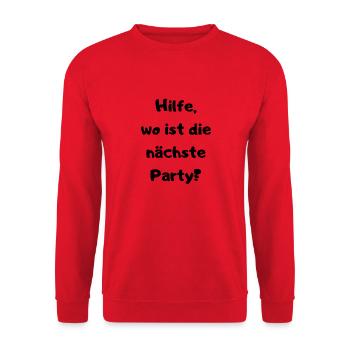 Partyspruch für Malle, Karneval ect. - Kostümidee - Unisex Pullover - Rot - Vorne - Alina (178cm) & Michal (187cm)