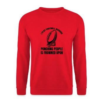 Footballtrainer Footballfan American Football - Unisex Pullover - Rot - Vorne - Alina (178cm) & Michal (187cm)
